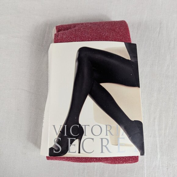 Victoria Secret Body by Victoria Tights Red Shimmer Sparkle Holiday Christmas S - Picture 1 of 4